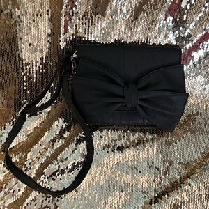 Icing Black Crossbody Bag with Bow Detail